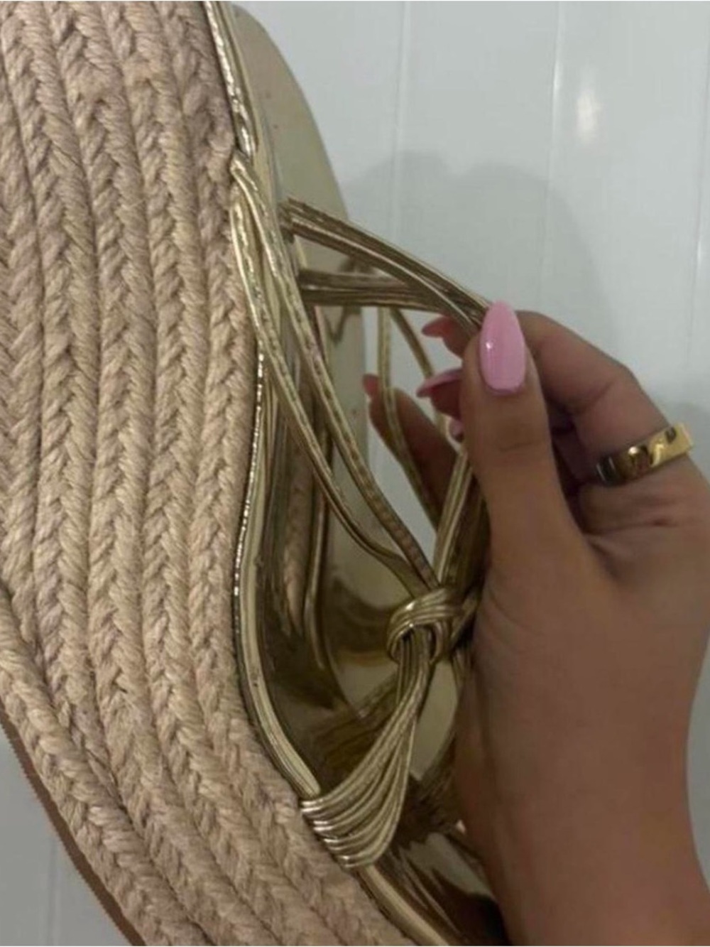 SHEIN Gold Metallic Braided Tote
